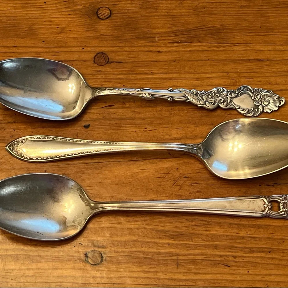 3 Lovely Silver Serving Spoons